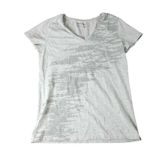 Eddie Bauer Womens Small Gray V Neck Short Sleeve Tee Outdoor Casual Lightweight - Picture 1 of 9